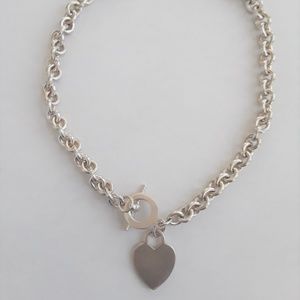 Sterling Silver Heart Tag Necklace
